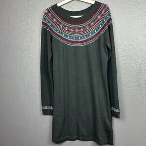 Brakeburn Fair Isle Sweater Dress Size 12 Large Gray